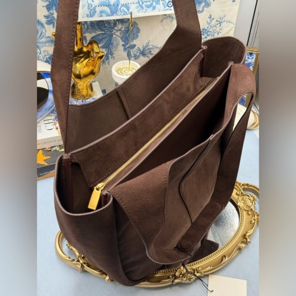 🆕 OROTON 🧿 NWT Emilia Tote Suede Bag, Chocolate Brown - Picture 9 of 16